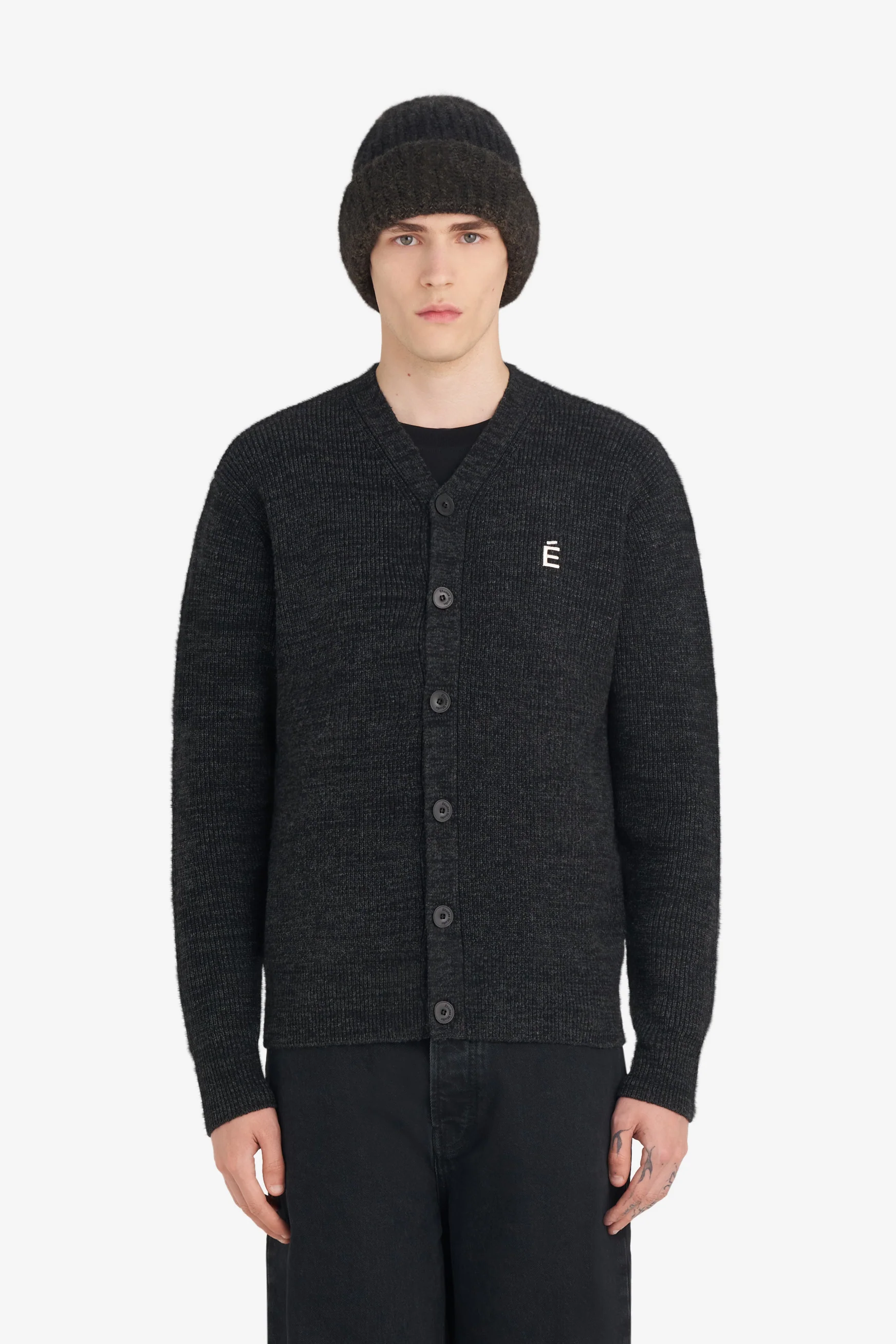 BORIS CARDIGAN ACCENT CARDIGAN - CHARCOAL - Image 3