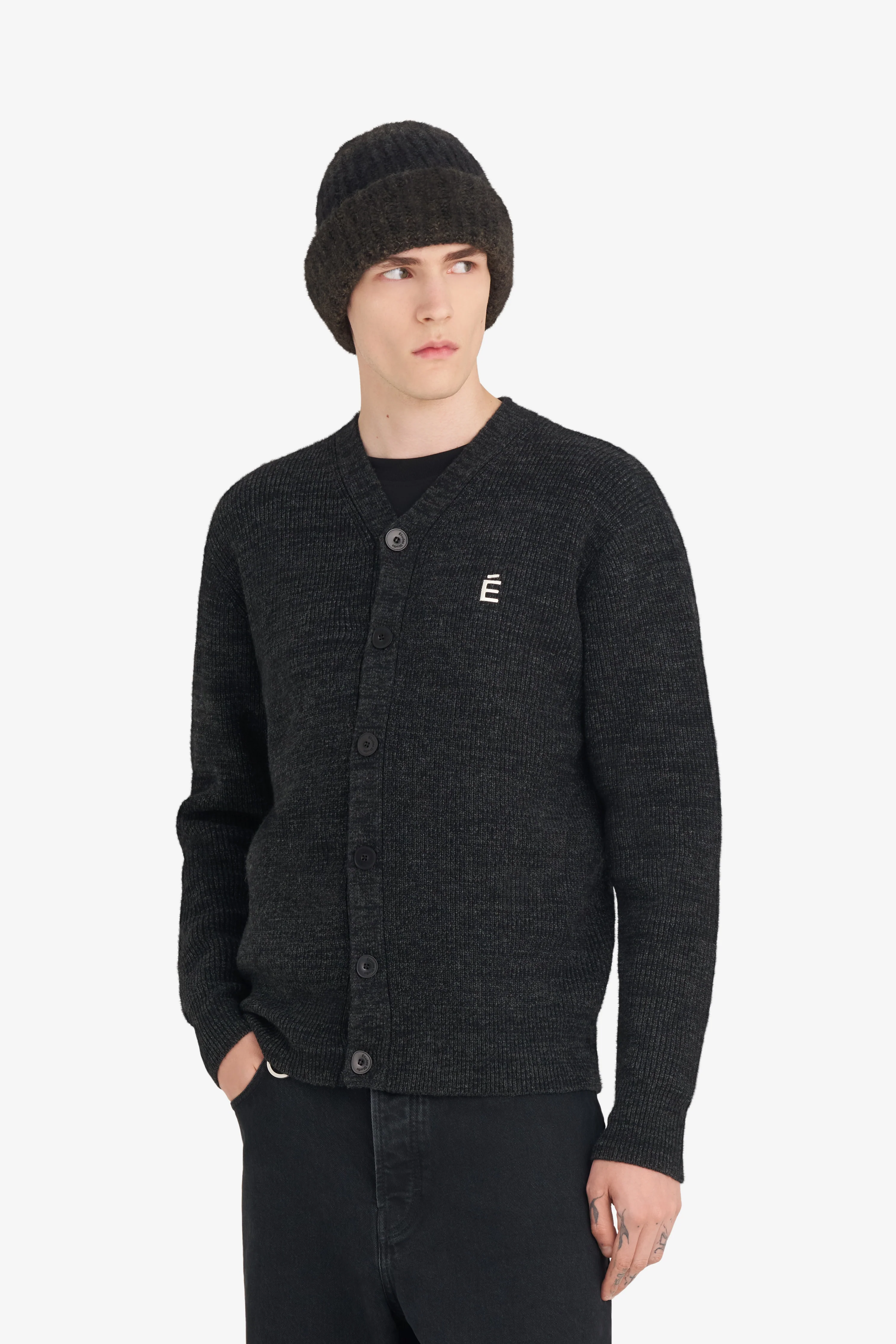 BORIS CARDIGAN ACCENT CARDIGAN - CHARCOAL - Image 4