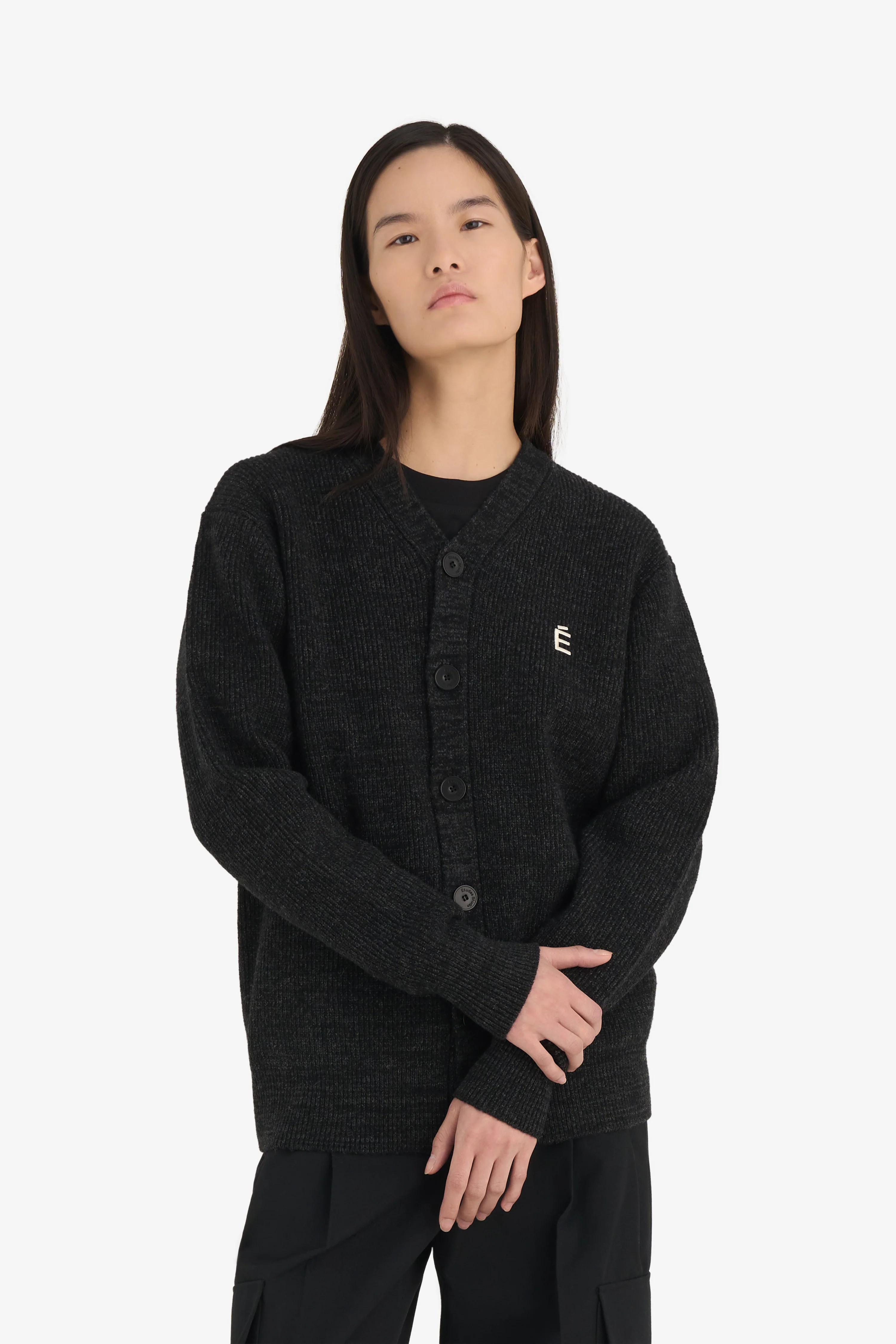 BORIS CARDIGAN ACCENT CARDIGAN - CHARCOAL - Image 5